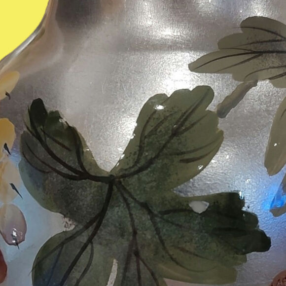 Andrea by Sadek 1970s Handpainted Ceramic Silver Vase Grapes and Leaves (b) - Picture 8 of 11